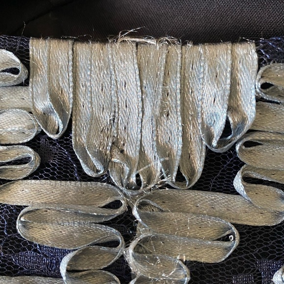 JS COLLECTIONS Navy Blue Mixed Media Soutache Midi Dress Size 12 - Picture 10 of 11